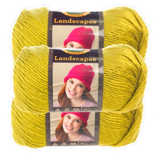 Lion Brand Yarn (3 Pack Landscapes Yarn Acrylic 100 Percent Medium #4 Soft Black Yarn for Knitting Crocheting, Chartreuse