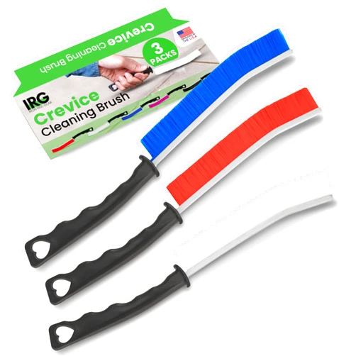 IRG IRON RISE GEAR IRG Hard Bristle Crevice Cleaning Brush, 3 Crevice Cleaning Brushes for Household Use, Grout Cleaning Brush, Durable Stiff Bristle Brush, Grout Brush, Crevice Cleaning Tool, Developed in USA