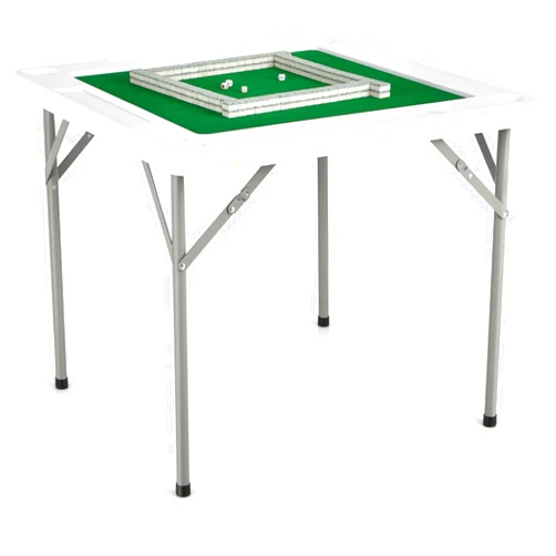 Goplus Mahjong Table, 35” Square Folding Card Table w/PVC Desktop, 4 Cup Holders & 4 Chip Grooves, Foldable Mahjong Table for Adults Domino Game, Camping (Classic Foldable Mahjong Table, Green)