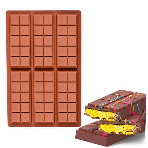 Emfure Silicone Chocolate Candy Bar Molds, Rectangle Wax Melt Molds for Lover Mothers Fathers Day DIY Chocolate Molds Gift (6 Cell 10 Section)
