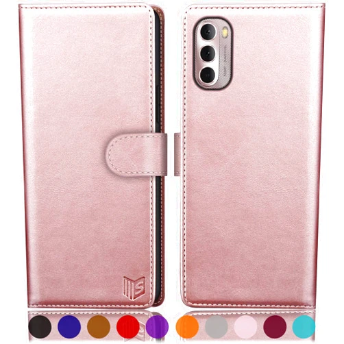SUANPOT for Motorola Moto G 5G 2022 Wallet case 【RFID Blocking】 Credit Card Holder, Flip Folio Book PU Leather Phone case Shockproof Cover Women Men for Moto G 5G Phone case (Rose Gold)