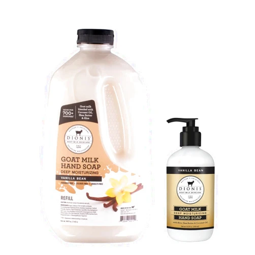 Dionis Goat Milk Skincare Vanilla Scented Hand Soap (8.5 oz) with Refill (48 oz)