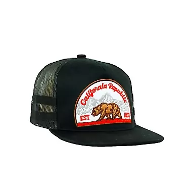 GROOVYONE California Republic Embroidery Mesh Hat Adjustable Bear Baseball Cap Black