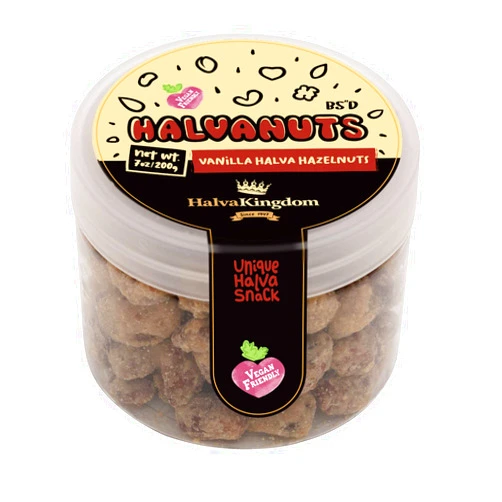 Halva Kingdom Tahini Halva Covered Sweet Gourmet Nuts (VANILLA HALVA HAZELNUTS)