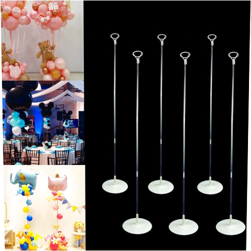 Dilcamrita 6 Set Balloon Column Kits, 43inch Tall Height Adjustable Clear Balloon Column Sticks Stands with Base for Table/Floor Centerpiece Holder for Baby Shower Graduation Party Decorations