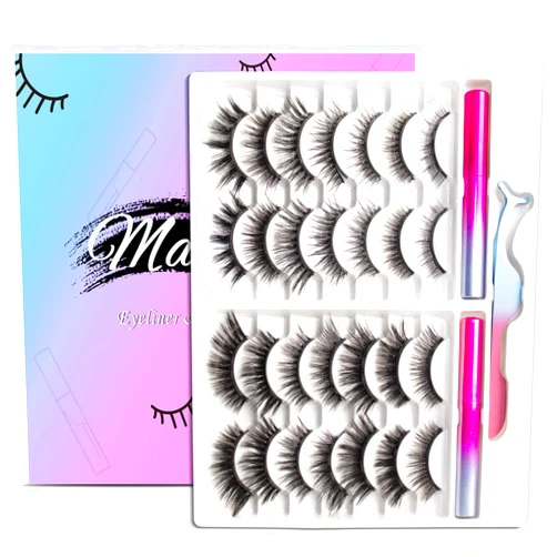 OTET Magnetic Eyelashes Kit, Long Lasting and Reusable Magnetic lashes Natural Look, 14 Pairs False Eyelashes with Magnetic Eyeliner & Tweezers, Easy to Wear, No Glue Needed