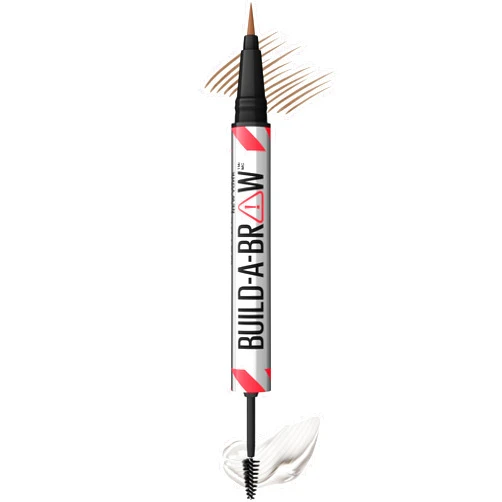Maybelline Build-A-Brow 2-in-1 Brow Pen and Sealing Brow Gel, Eyebrow Makeup for Real-Looking, Fuller Eyebrows, Soft Brown, 1 Count