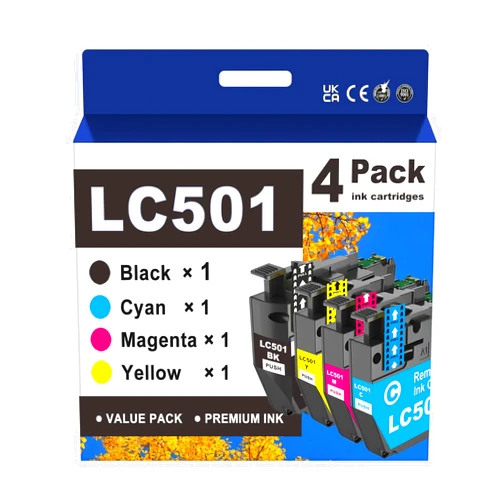 GoToners LC501 Compatible Ink Cartridges Replacement for Brother LC501 XL LC501XL Combo Pack Work with MFC-J1360DW MFC-J1410DW MFC-J1260W Printer (Black Cyan Magenta Yellow, 4 Pack)