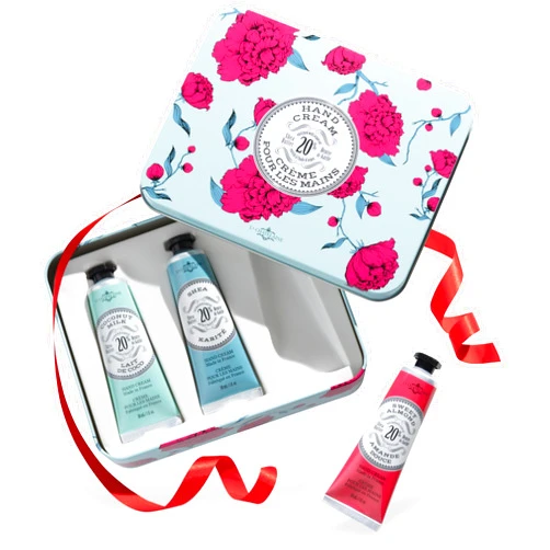 La Chatelaine 20% Shea Butter Hand Cream Travel Size Tin, Gift Set for Women, Nourishing Hand-Care Set for Mother's Day (Coconut Milk, Shea, Lychee Cranberry)