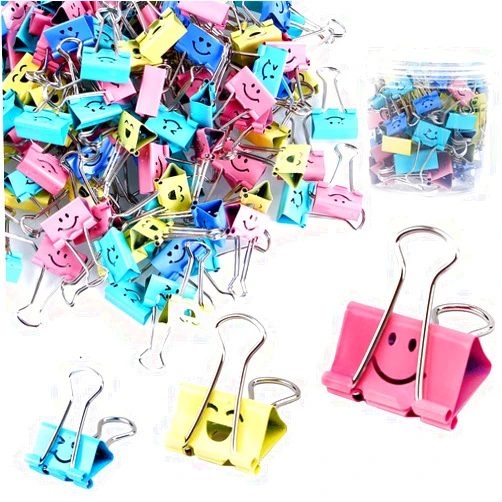 Limque 【80pack】Binder Clips, Limque Paper Clips,Paper Clamps with Colored Cute Hollow Smiling Face,80 Pcs Assorted Size Clips, for Office,Teacher Gifts and Kitchen
