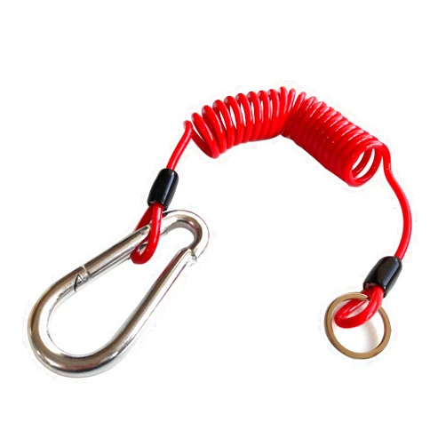 DPEI XUAN Breakaway Trailer Cable, Trailer Brake Cable, RV Stainless Steel Spring Towing Coiled Wire, Heavy Duty Steel Wire Extend to 6ft Coiled Safety Cables Strap for RV Towing Trailer