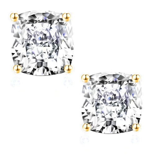 SMILEST 1-3 Carat Cushion Cut Moissanite Earrings for Women Men, D Color VVS1 Clarity Lab Created Diamond Earrings 18K White Yellow Rose Gold Black Ruthenium Gold Vermeil Moissanite Stud Earrings