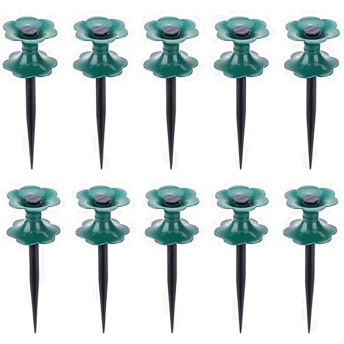 NIUXICH 10pcs Garden Hose Guide Stake,Hose Spike Lawn Hose Support Easy Hose Transport and Storage for Yard Antique Metal Hose Guard Stakes, Army Green, 9.8inches (210601YF05-010-9333-1900488461)