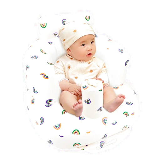 HELIAN Inflatable Baby Seat for Babies 3-36 Months, Inflatable Baby Chair for Learning to Sit, Summer Floating Seat with Built in Air Pump, Blow Up Baby Chair for Home or Camping (Rainbow)
