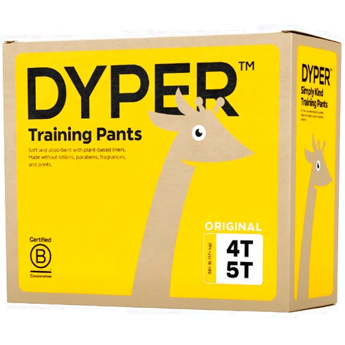 DYPER Toddler Potty Training Pants Girls & Boys Size 4T-5T, Honest Ingredients, Day & Overnight, Made with Plant-Based* Materials, Hypoallergenic for Sensitive Skin, Unscented