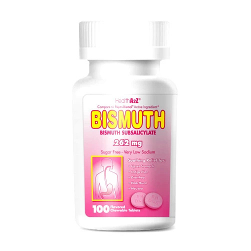 HealthA2Z® Bismuth | Bismuth Subsalicylate 262mg | Multi-Symptom Relief | (100 Count (Pack of 1))