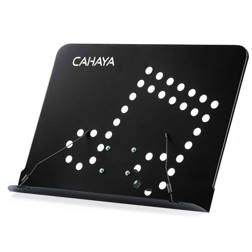 CAHAYA Desktop Sheet Music Stand Metal Angle Adjustable Tabletop Book Reading Cookbook Tablet Holder Stand Tray and Page Paper Clip CY0214