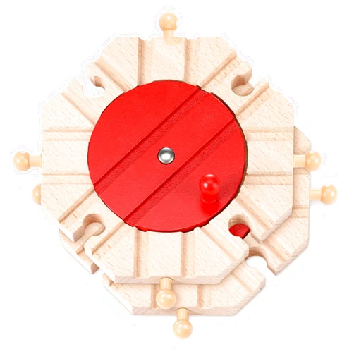 Syhood 2 Pcs Wooden Train Track Expansion Packs Wooden Train Accessories 8 Way Wood Track Turntables Compatible with Most Tracks Brick Bridge for Table Tabletop Activities
