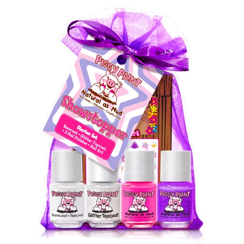 Piggy Paint | 100% Non-Toxic Girls Nail Polish | Safe, Cruelty-free, Vegan, & Scented for Kids | Showstopper Starter Set