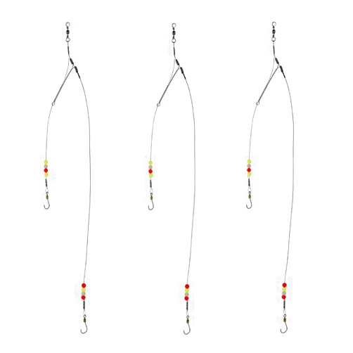 Dyxssm Fishing Hooks with Leader Rigging, Fishing Hook Line Stainless Steel Fishing Rigs Wire and Rig Hooks