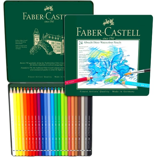 FABER-CASTELL FC117524 Albrecht Durer Artist Watercolor Pencils in A Tin (24 Pack), Assorted