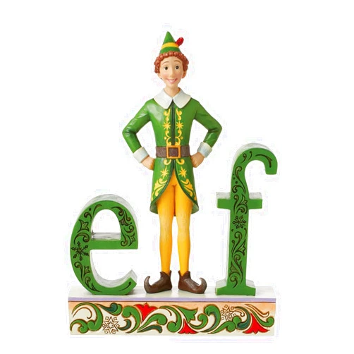 Enesco Elf by Jim Shore Buddy Standing in Word Figurine, 8.58 Inch, Multicolor