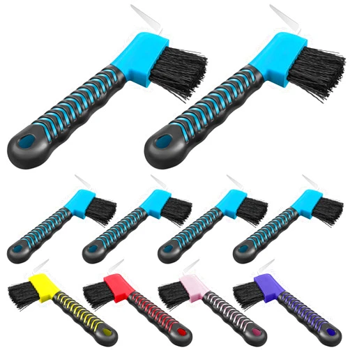 Skylety 10 Pcs Horse Hoof Pick Brush with Soft Rubber Handle Portable Hoofpick Horse Stuff Horse Supplies, Random Color