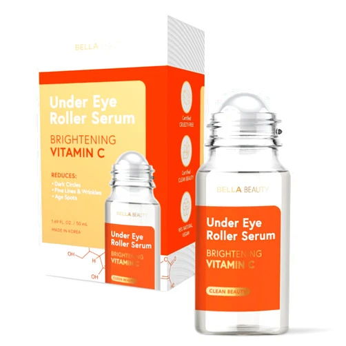 Bella Beauty Eye Roller Serum with Vitamin C & Niacinamide - Reduces Puffiness, Fine Lines & Dark Circles - Anti-Aging, Dermatologist Tested, Korean Skin Care for All Skin Types - 1.69 Fl. Oz