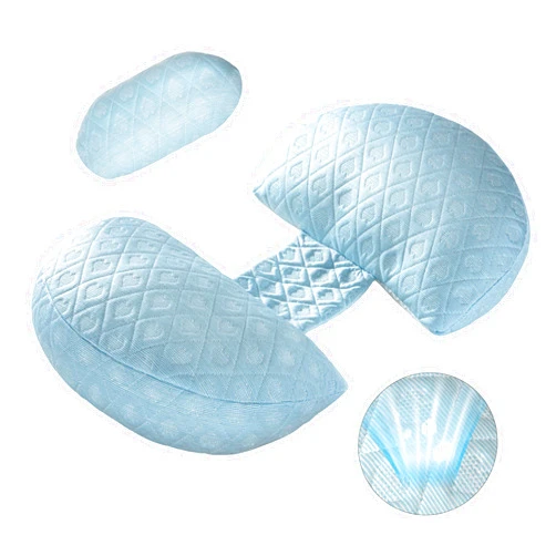 CZL Cooling Pregnancy Pillow for Sleeping, Full Body Pillow for Adults, with Cooling Pillow Cover, Side Sleeping Pillow, Maternity Pillow and Pregnancy Must Haves, Detachable & Adjustable, Light Blue
