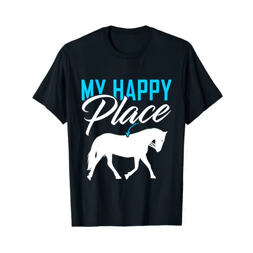 My Happy Place Ride Horses Riders Gifts My Happy Place Horse Lover Gifts Horseback Riding Equestrian T-Shirt