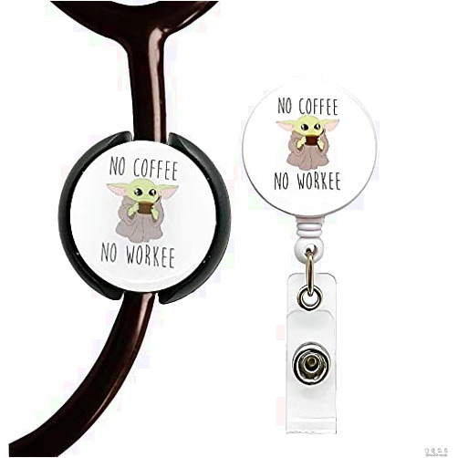 ROFLYER Stethoscope Tag,Steth ID Tag,Nurse Doctor Stethoscope ID Tag and Retractable Badge Reels Set, Stethoscope Charms Accessories and Badge Holder,Set of 2