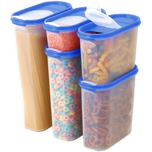 MILTON Food Storage Containers Set -STACKO- 10 PC. SET - Airtight Dry Food storage Container with LIDS - Durable Clear Frosted Plastic BPA Free - Space Saver Modular Design - 5 Container set
