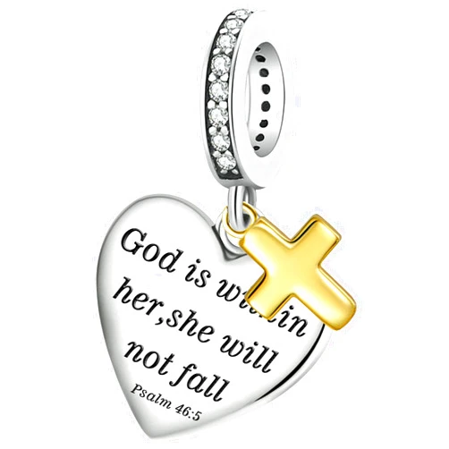 XOYOYZU Love Heart Charm Fit for Charms Bracelet Christian Bible Verse Cross Charm Prayer Faith Religious Jewelry Gifts for Women