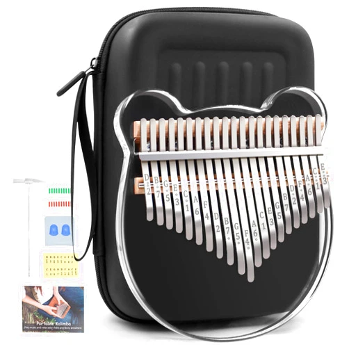 YUNDIE Acrylic Kalimba Thumb Piano,YUNDIE Portable 17/21 Keys Mbira Crystal Finger Piano, Musical Instruments Birthday Gift for Kid Adult Beginners Professional(Clear) (21 Keys)