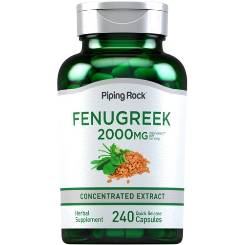 Piping Rock Fenugreek Capsules | 2000mg | 240 Pills | Concentrated Seed Extract | for Women & Men | Non GMO, Gluten Free Supplement
