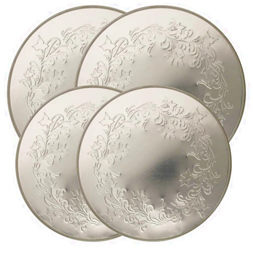 Range Kleen 4 Pack Round Ivy Embossed Silver Burner Kovers with 2 8.5 Inch and 2 10.5 Inch