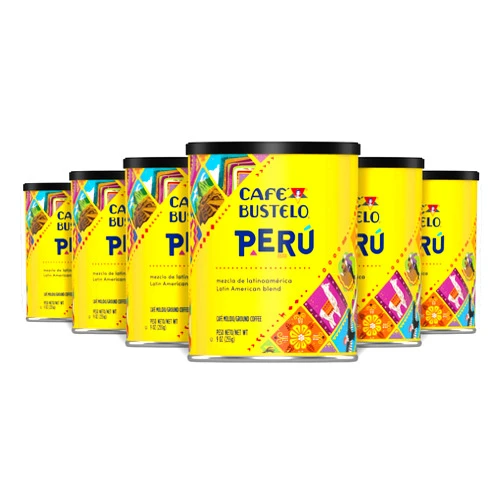 Café Bustelo Peru Latin American Blend Dark Roast Ground Coffee, 9 Ounce (Pack of 6)
