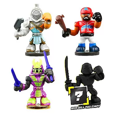 Akedo Ultimate Arcade Warriors - Warrior Collector 4 Pack - 3 Mini Battling Action Figures: Twinfang, Slam Granderson & Aximus and one Hidden Mini Battling Action Figure!, Multicolor (14249)