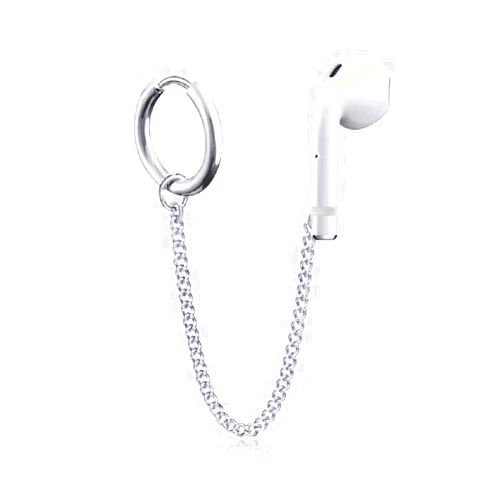 Mansheng 1 Pair Creative Earring Strap Wireless Earphone Holder Connector Unisex Anti-Lost Stainless Steel Earring for AirPods Compatible with 2&1 3/Pro