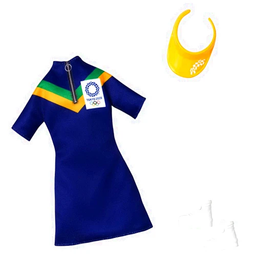 Barbie Clothes: Outfit Inspired by Olympic Games Tokyo 2020 Doll, Dress with Visor and Sneakers, Gift for 3 to 8 Year Olds