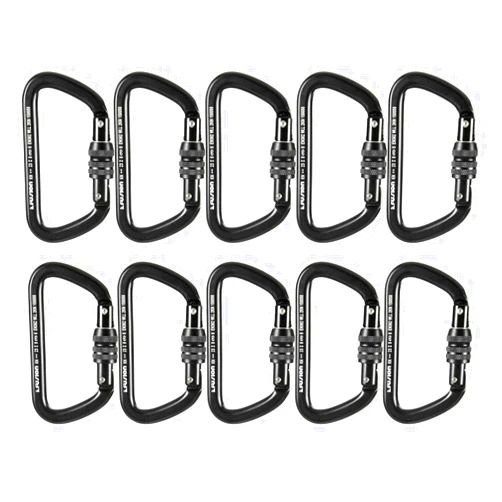 Fusion Climb Tazo III Aluminum Screw Gate Carabineer (10 Pack), Black