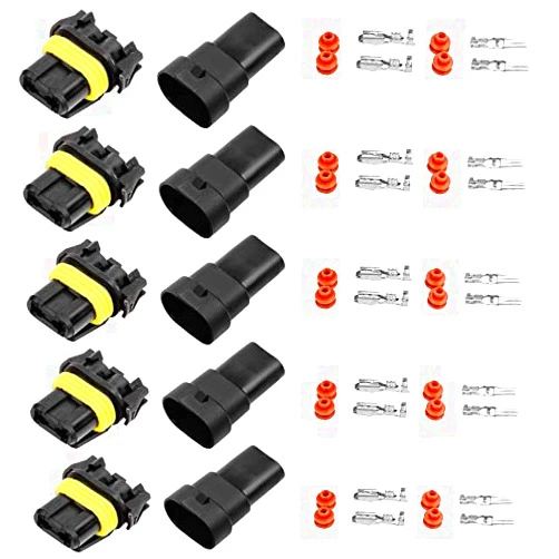 HUIQIAODS 9006 9005 HB4 HB3 Waterproof Connector Male and Female Adapter Wire Connectors for Headlights Fog Lights,5 Pairs