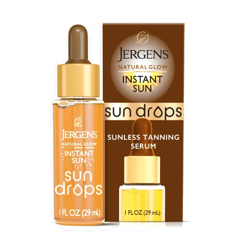 Jergens Natural Glow Instant Sun Drops, Sunless Tanning for Face and Body, Instant Sun Bronzing Drops, Oil Free, 1 Fl Oz