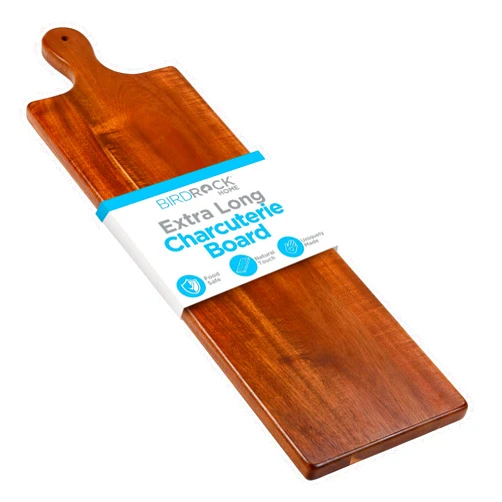 BIRDROCK HOME Acacia Wooden Serving Board with Handle - Extra Long Charcuterie Tray for Party Cheese, Meat, Fruit & Bread Display - Decorative Food Platter for Kitchen - Natural Wood - Espresso, 31.5”