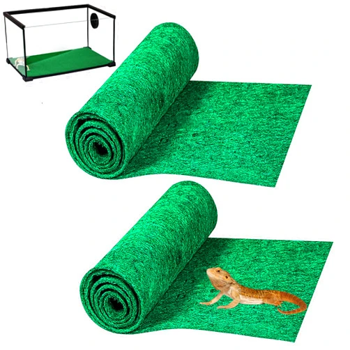 HERCOCCI 2 Pack Reptile Carpet, 39’’ x 20’’ Terrarium Bedding Substrate Liner Reptile Cage Mat Tank Accessories for Bearded Dragon Lizard Tortoise Leopard Gecko Snake (Green)