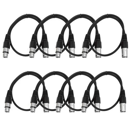 Seismic Audio - SAXLX-3-8 Pack of 3' Black XLR Male to XLR Female Patch Cables - Balanced - 3 Foot Patch Cords