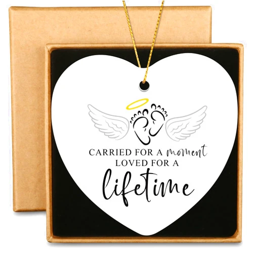 SYIJIMSJKT Carried for a Moment Loved for a Lifetime Angel Baby Memorial Gift Ceramic Heart Ornament Miscarriage Gifts for Mothers Baby Loss Memorial Gifts for Christmas Tree