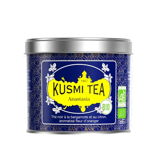 Kusmi Tea - Anastasia - Organic Black Tea with Bergamot & Lemon - Flavored with Orange Blossom - Caffeinated Tea - Inspired by the Iconic Earl Grey Tea- Loose Leaf Tea - Tin Box of 3.5 oz