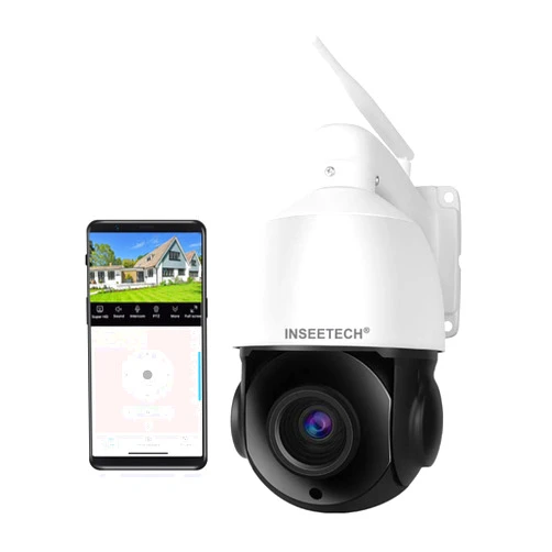 INSEETECH 4MP PTZ Security Camera Wireless Outdoor, 18X Optical Zoom Surveillance IP Camera with Human Auto Tracking & Zoom, 2-Way Audio, 387ft, Night Vision Siren, IP66 for Backyard School office