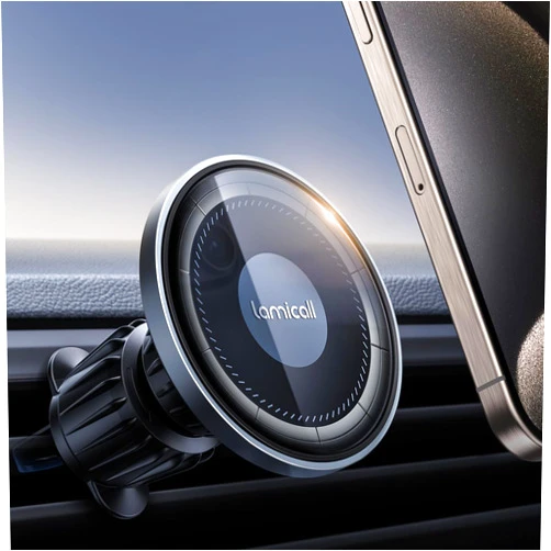Lamicall Fits MagSafe Car Mount - [20X Strong Magnets] [Metal Hook] Magnetic Phone Holders for Your Car - 360° Rotation Car Phone Holder for iPhone 16 15 14 13 Pro Plus Max Mag Safe Case & All Phones